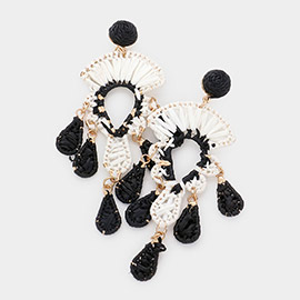 Raffia Wrapped Abstract Link Dangle Earrings