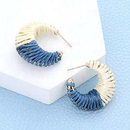 Raffia Wrapped Hoop Earrings