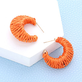 Raffia Wrapped Hoop Earrings