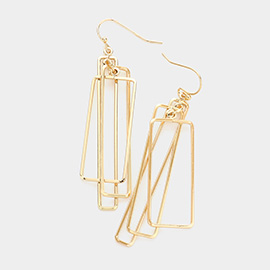 Geometric Open Metal Rectangle Layered Dangle Earrings