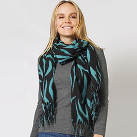 Animal Print Fringe Soft Scarf