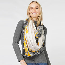 Floral Print Satin Oblong Scarf