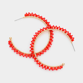 Bead Trimmed Hoop Earrings