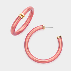 Colored Shiny Tube Hoop Earrings