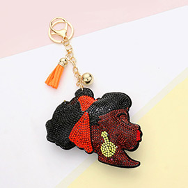 Bling Afro Girl Tassel Keychain