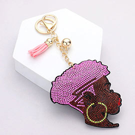 Bling Afro Girl Tassel Keychain