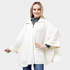 Zip Up Knit Cape Poncho