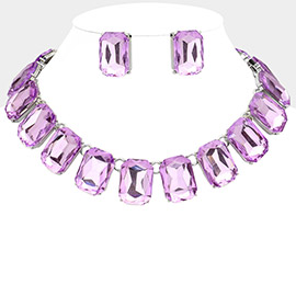 Emerald Cut Stone Link Evening Necklace