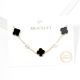 Gold Dipped Quatrefoil Station Bracelet