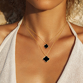 Quatrefoil Pendant Double Layered Necklace