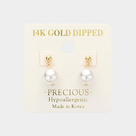 14K Gold Dipped Pearl Dangle Earrings