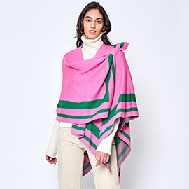 Striped Shoulder Strap Ruana Poncho