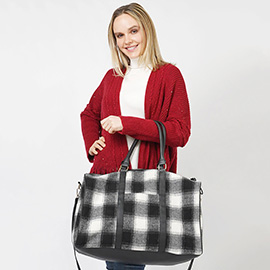 Buffalo Check Patterned Duffle / Tote / Crossbody Bag