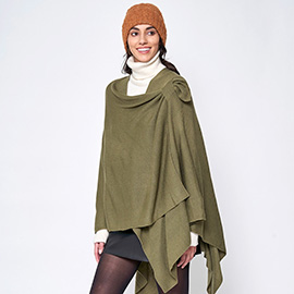 Shoulder Strap Solid Ruana Poncho