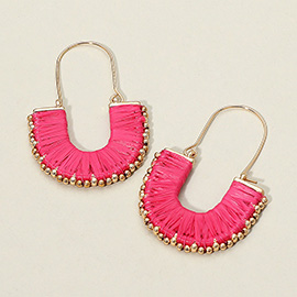 Raffia Wrapped Tiny Bead Trimmed Dangle Earrings