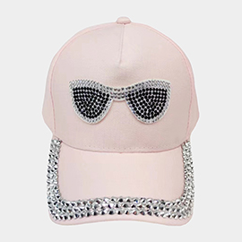 Bling Sunglasses Accented Studded Baseball Cap