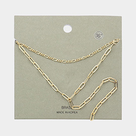 Brass Metal Open Metal Link Double Layered Y Necklace