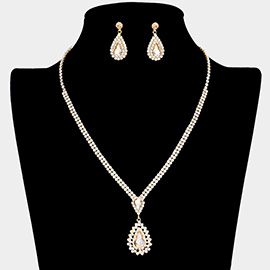 Double Teardrop Accented Rhinestone Necklace