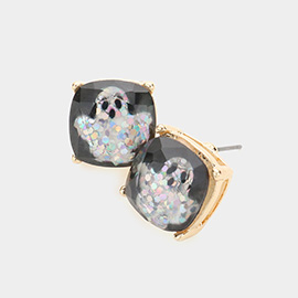 Ghost Cushion Square Stud Earrings