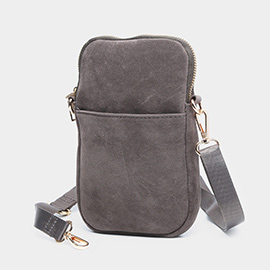 Solid Faux Suede Crossbody Bag