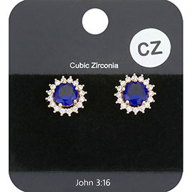 CZ Round Stone Evening Stud Earrings