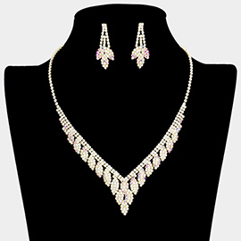 Rhinestone Pave Marquise Cluster Necklace