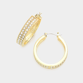 CZ Embellished Hoop Pin Catch Earrings