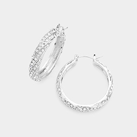 CZ Embellished Hoop Pin Catch Earrings