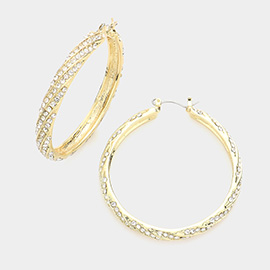 CZ Embellished Hoop Pin Catch Earrings