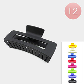 12PCS - Solid Open Rectangle Claw Hair Clips