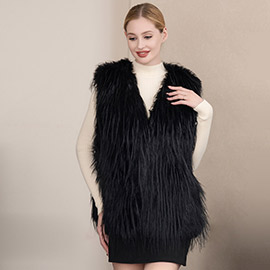 Solid Faux Fur Vest