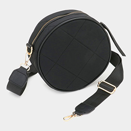 Quilted Solid Round Crossbody Bag