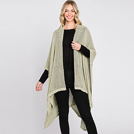 Solid Chenille Crochet Ruana Poncho