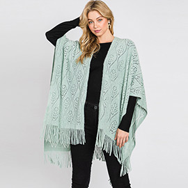 Patterned Fringe Ruana Poncho