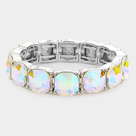 Cushion Square Stone Stretch Evening Bracelet