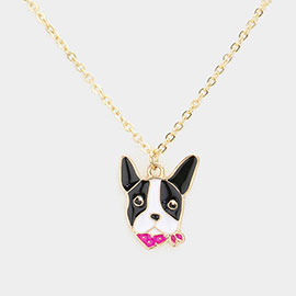 Enamel Metal French Bulldog Pendant Necklace