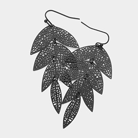 Filigree Metal Leaf Link Dangle Earrings