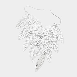 Filigree Metal Leaf Link Dangle Earrings