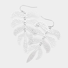 Filigree Metal Leaf Link Dangle Earrings