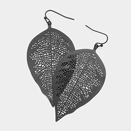 Filigree Brass Metal Leaf Dangle Earrings