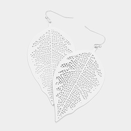 Filigree Brass Metal Leaf Dangle Earrings