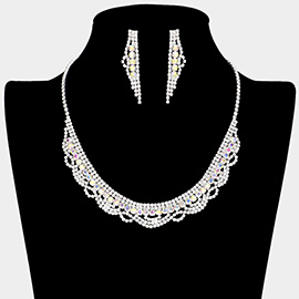 Bubble Stone Detailed Rhinestone Necklace