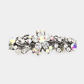 Stone Embellished Flower Accented Barrette