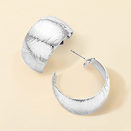 Silver Dipped Textured Metal Hoop Earrings