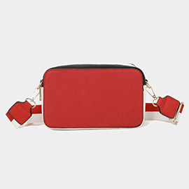 Game Day Two Tone Faux Leather Rectangle Crossbody Bag