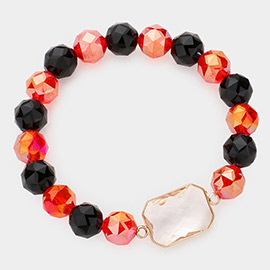 Lucite Accented Faceted Beaded Stretch Bracelet