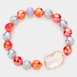 Lucite Accented Faceted Beaded Stretch Bracelet