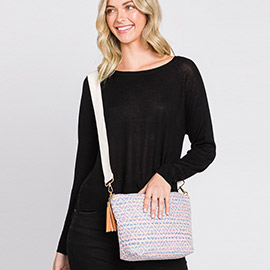 Aztec Patterned Tassel Crossbody Bag