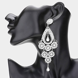 Stone Embellished Chandelier Dangle Evening Earrings