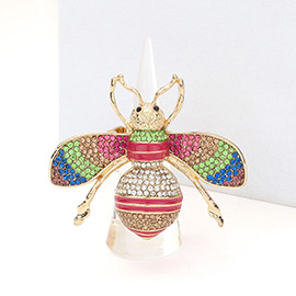 Rhinestone Embellished Honey Bee Stretch Ring